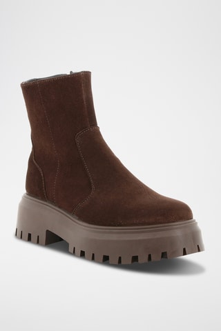 Bottines plateformes en croûte de nubuck Leopie - Marron