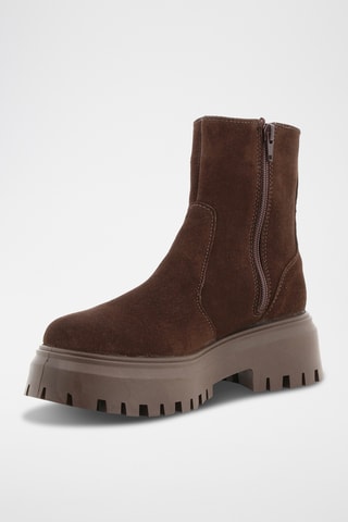 Bottines plateformes en croûte de nubuck Leopie - Marron
