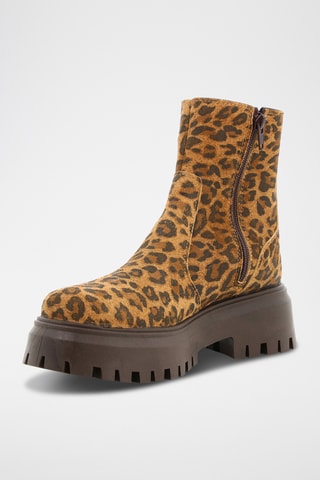 Bottines plateformes en croûte de nubuck Leopie - Camel