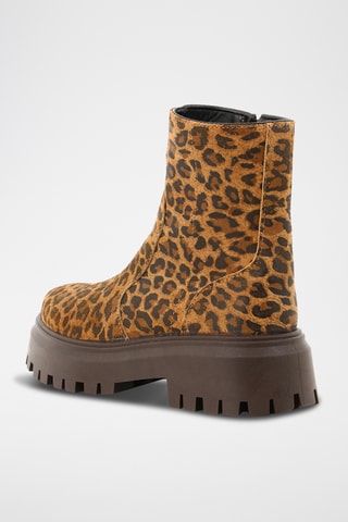 Bottines plateformes en croûte de nubuck Leopie - Camel