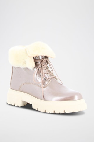 Bottines fourrées plateformes en cuir Iglo - Doré rose