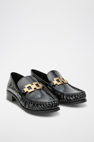 Chaussures cuir détail métallique - Noir