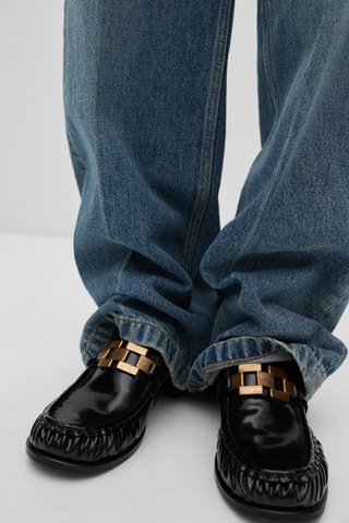 Chaussures cuir détail métallique - Noir