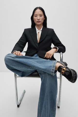 Chaussures cuir détail métallique - Noir