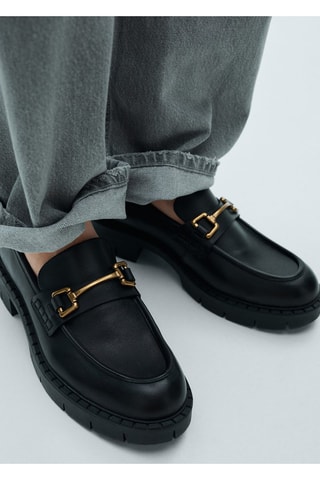 Mocassins cuir détail métallique - Noir