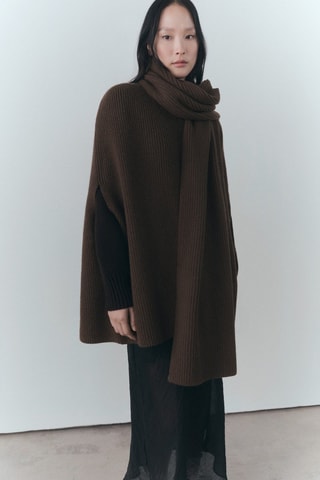 Cape écharpe boutons - Chocolat