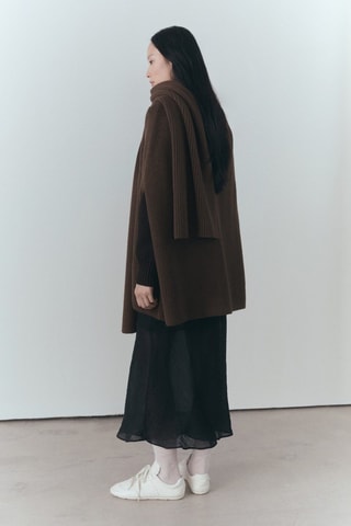 Cape écharpe boutons - Chocolat