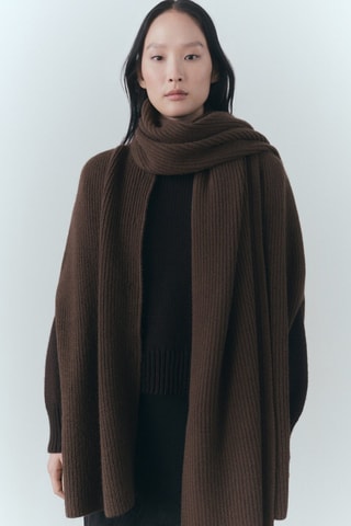 Cape écharpe boutons - Chocolat