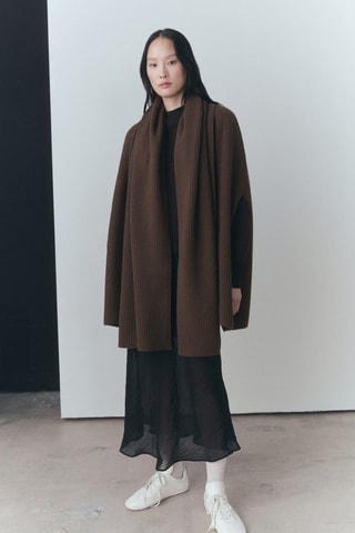 Cape écharpe boutons - Chocolat