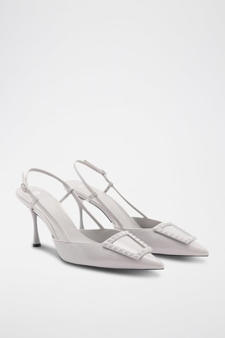 Chaussures vernies talon ouvertes à l'arrière - Gris