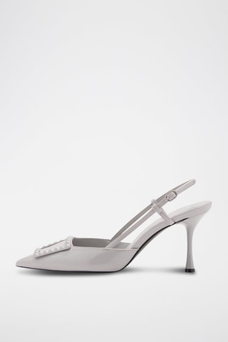 Chaussures vernies talon ouvertes à l'arrière - Gris