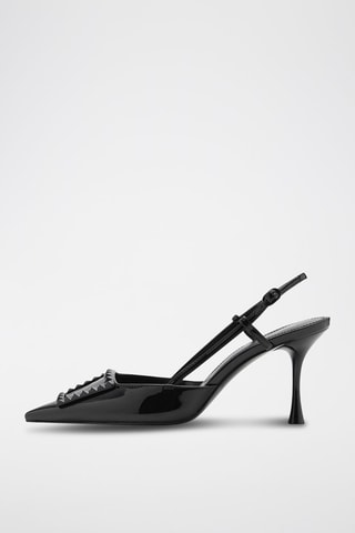 Chaussures vernies talon ouvertes à l'arrière - Noir