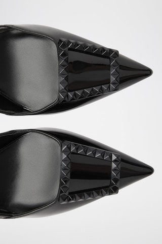 Chaussures vernies talon ouvertes à l'arrière - Noir
