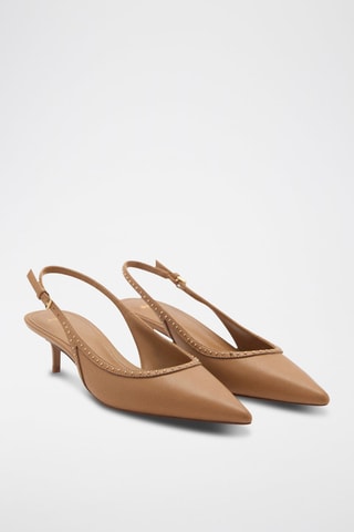 Chaussures talon kitten heel cloutées - Marron