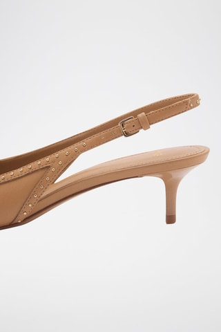 Chaussures talon kitten heel cloutées - Marron