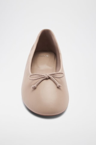 Ballerines cuir noeud - Marron clair