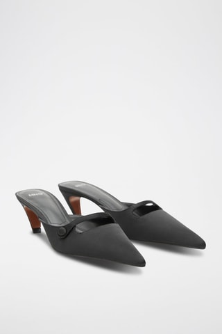Mules à talons en satin - Noir