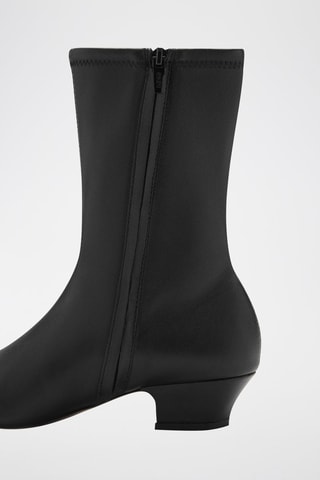 Bottines cuir talon rectangulaire - Noir