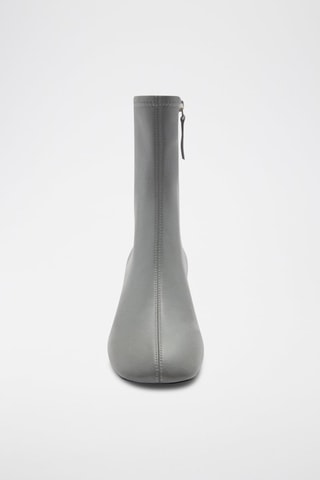 Bottines cuir bout carré - Gris