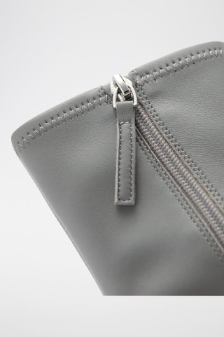 Bottines cuir bout carré - Gris