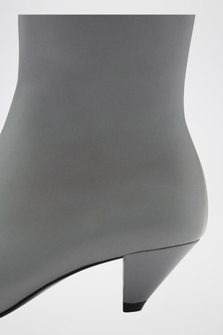 Bottines cuir bout carré - Gris