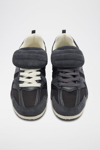 Baskets empiècements cuir - Bleu marine