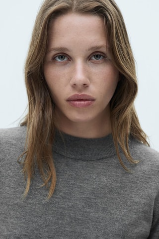 Pull-over droit col rond - Gris foncé chiné