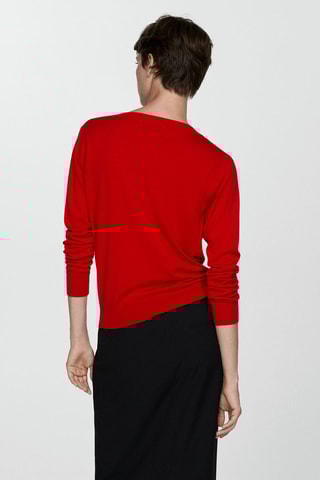 Pull-over maille fine col V - Rouge