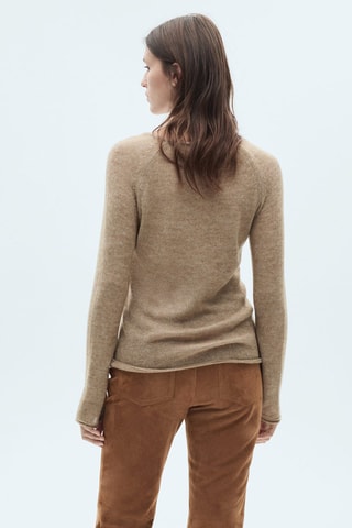 Pull-over maille coton lin col rond - Gris clair