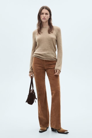 Pull-over maille coton lin col rond - Gris clair