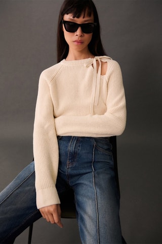 Pull-over maille ouvertures - Écru