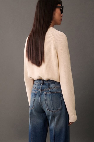 Pull-over maille ouvertures - Écru