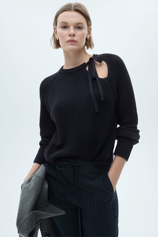 Pull-over maille ouvertures - Bleu marine