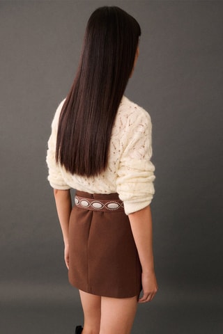 Pull-over maille détails ajourés - Écru