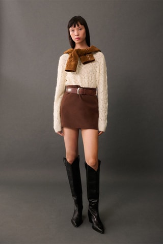 Pull-over maille détails ajourés - Écru