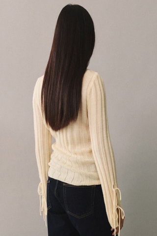 Pull-over côtelé noeuds - Écru