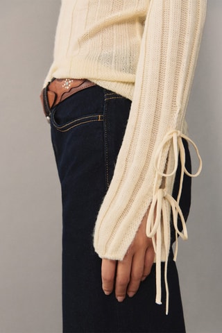 Pull-over côtelé noeuds - Écru