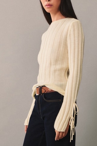 Pull-over côtelé noeuds - Écru
