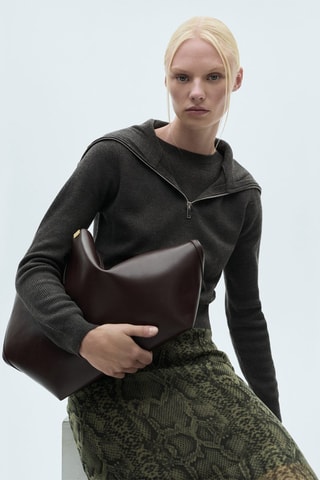 Pull-over col roulé fermeture Éclair - Anthracite