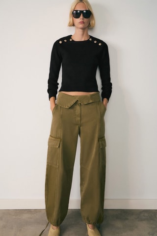 Pull-over boutons bijoux - Noir