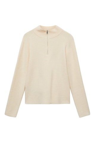 Pull-over col montant zip - Écru