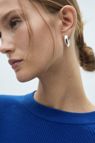 Pull-over maille côtelée fine - Bleu