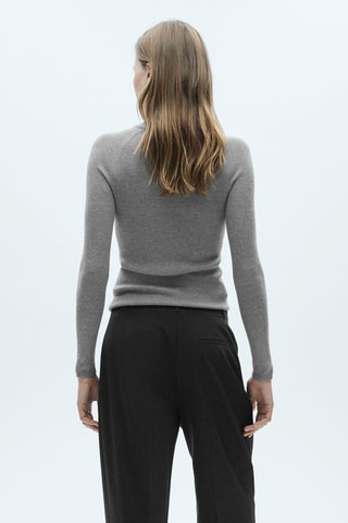 Pull-over maille côtelée fine - Gris clair chiné