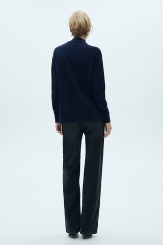 Pull-over maille col montant - Bleu marine