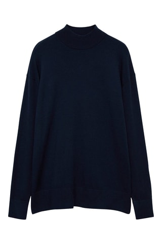 Pull-over maille col montant - Bleu marine