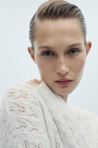 Pull-over ajouré détails Lurex - Écru