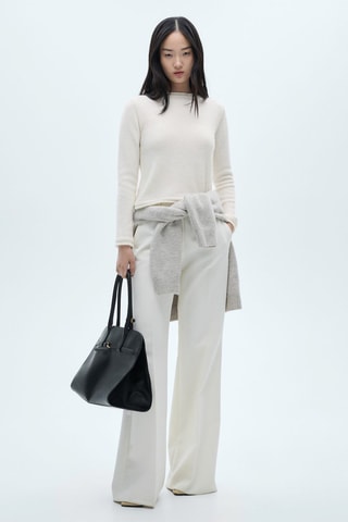 Pull-over col rond boutons - Écru