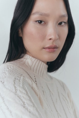 Pull-over torsades col montant - Écru