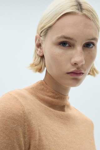 Pull-over fin col montant - Marron