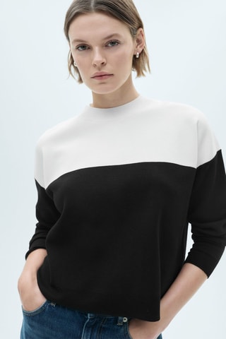 Pull-over bicolore col montant - Noir